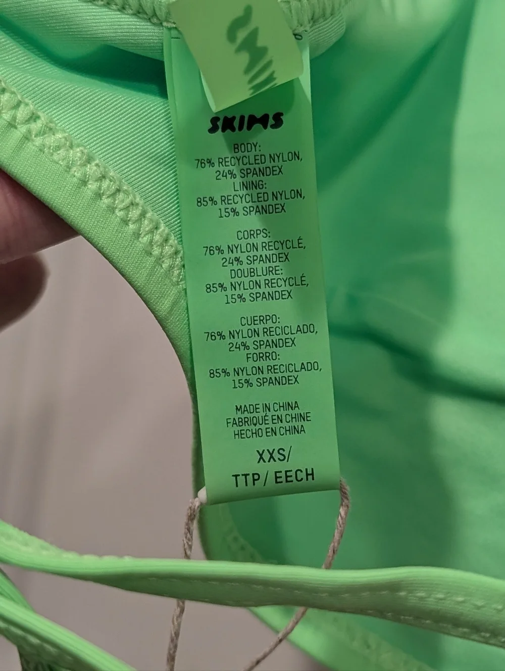Skims Signature Swim High Neck Top - Neon Green XXS